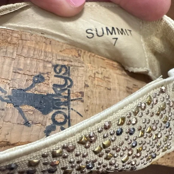 Corkys Women's Sandals with Rhinestone Embellishments - Cream and Gold size 7 - Picture 10 of 12